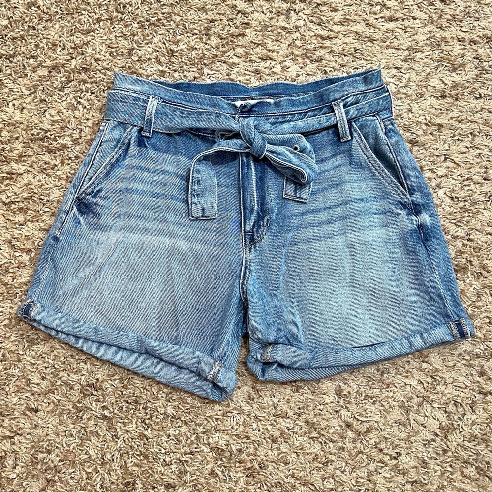[KanCan] Denim Shorts Paper Bag Waist Tie Belt Rolled Hem Size 27 Casual Boho